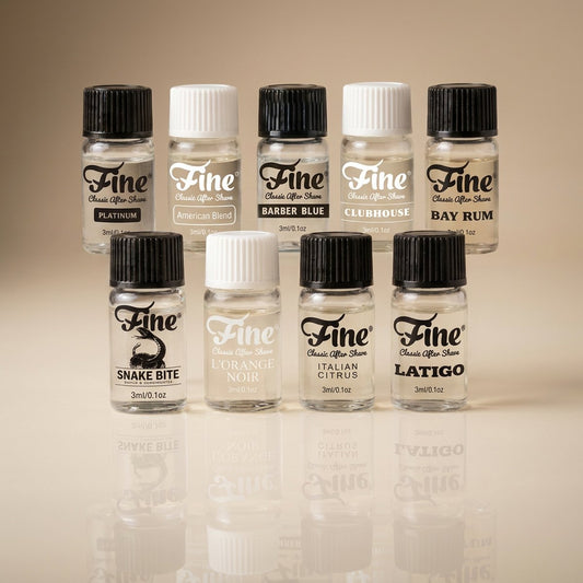 All nine Fine aftershave sample vials
